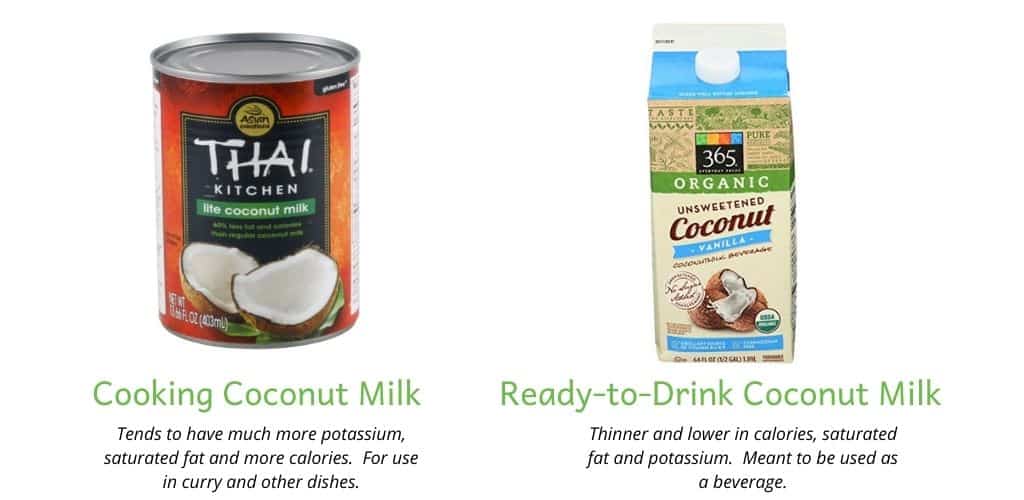 Comparison of cooking coconut milk (in a can) and ready-to-drink coconut milk.