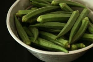 Bowl of fresh okra