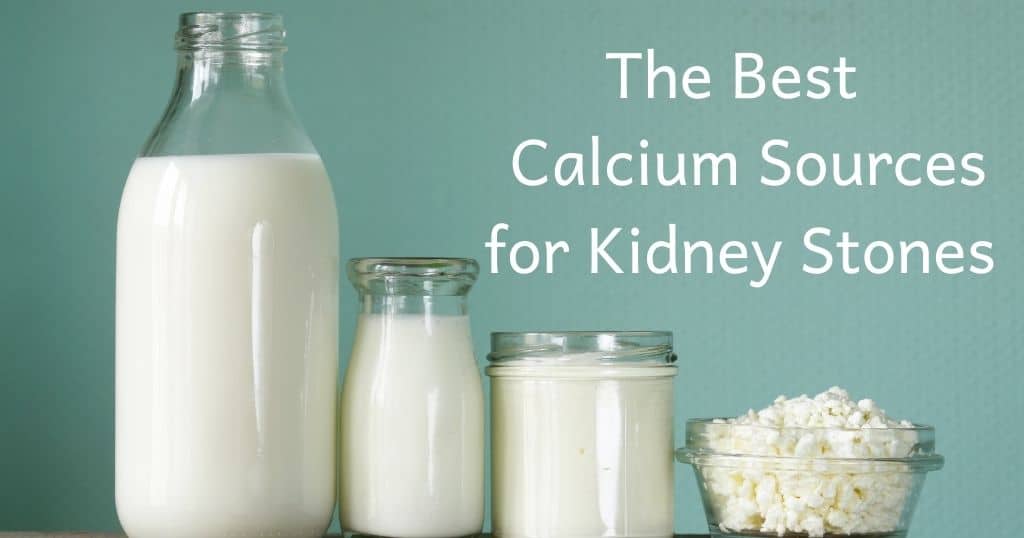 Picture of milk in different sized jars with title: The best calcium sources for kidney stones