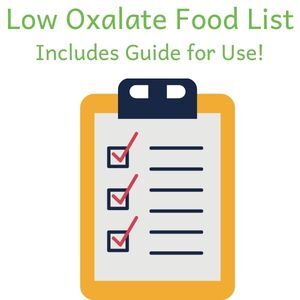 Low Oxalate Food List - Includes Guide for Use!