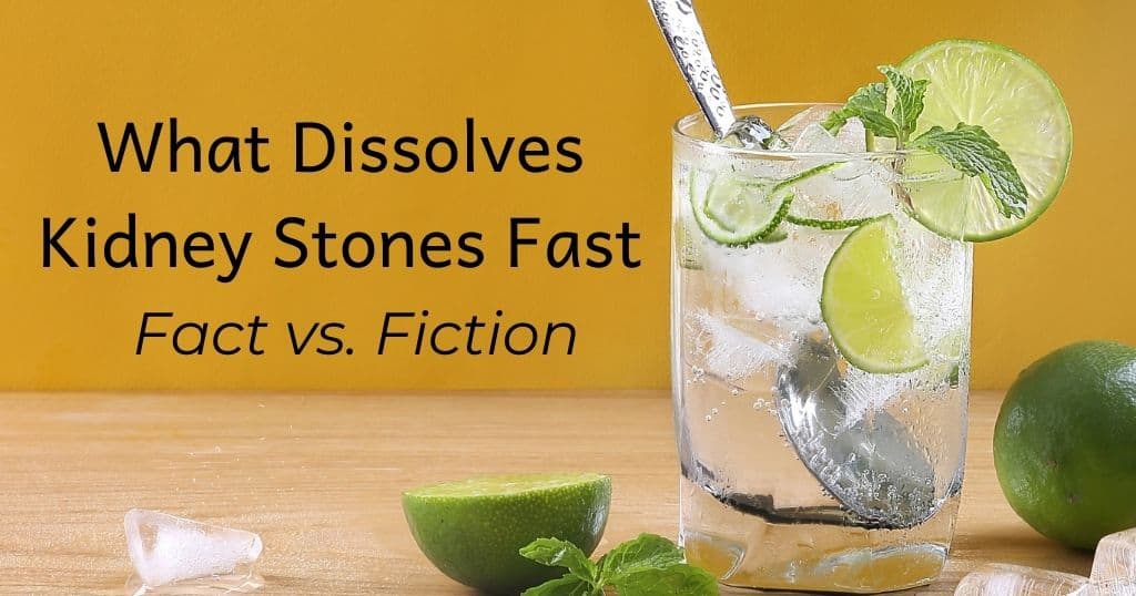 Lime water with post title: What Dissolves Kidney Stones Fast, over top of image