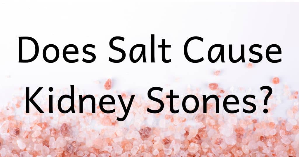 Pink salt with blog title: Does salt cause kidney stones? over image
