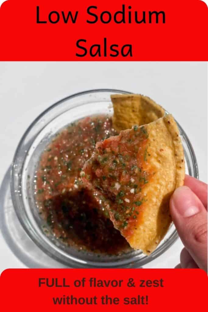 image of low sodium salsa on tortilla chip 