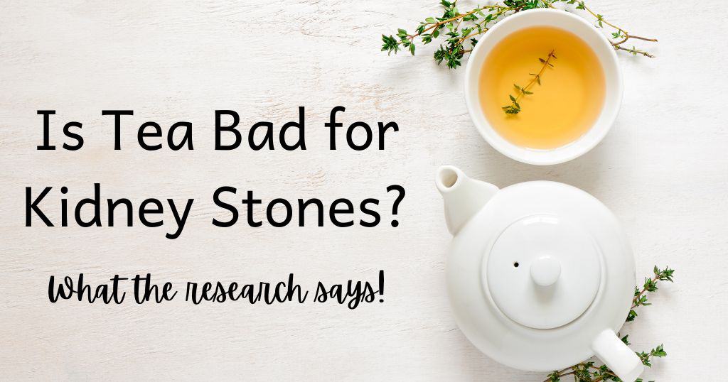 Image of tea cups with blog title: Is tea bad for kidney stones? across image