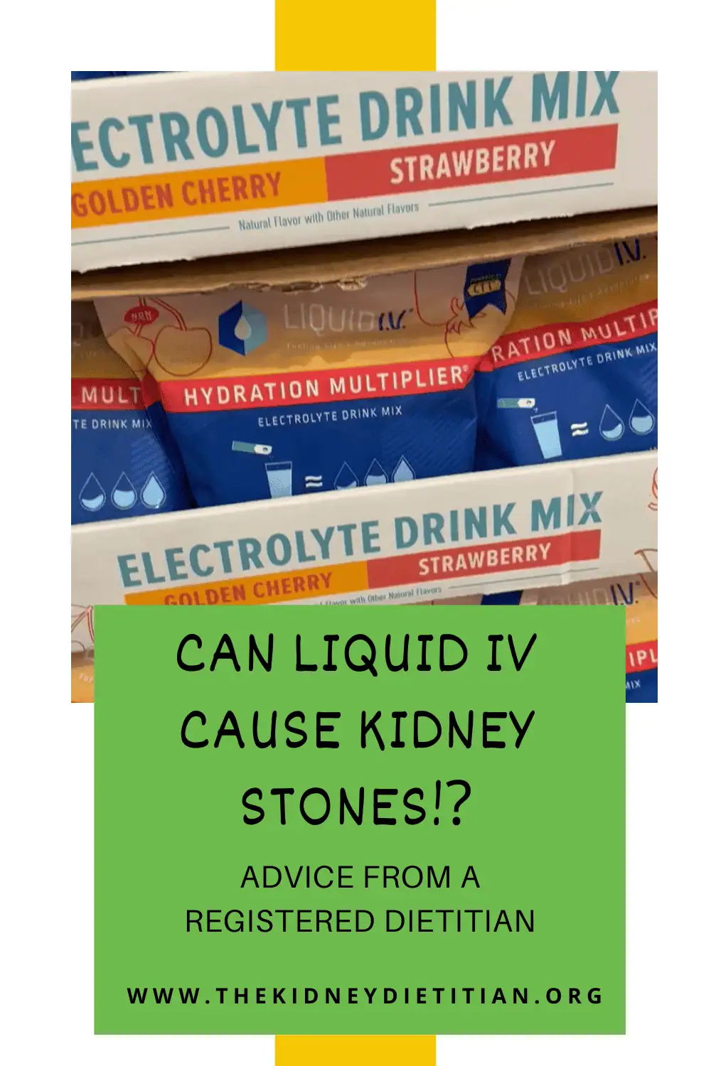 Image of spoon mixing in drink powder with blog title: Could Liquid IV Cause Kidney Stones over image