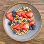 Image of low sodium waffles topped with blueberries and strawberries