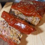image of low sodium meatloaf with red sauce over top